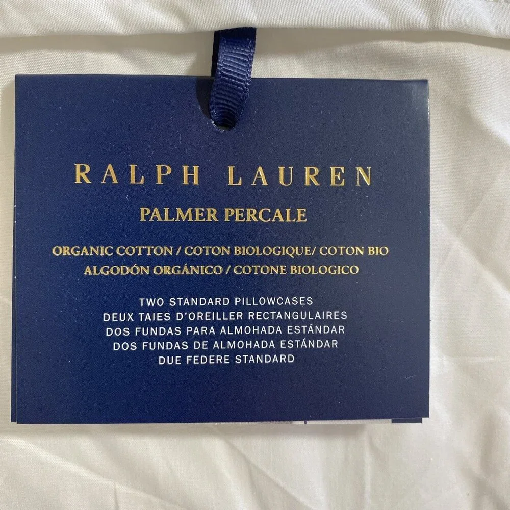 Ralph Lauren Palmer Organic Cotton Percale 2 Standard Pillowcases Sand Dune New